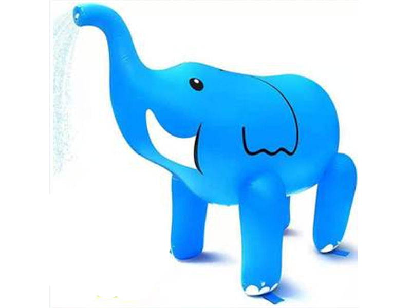  充气蓝色喷水大象